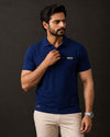 Bharat | Men’s Pique Polo | Navy Blue - 