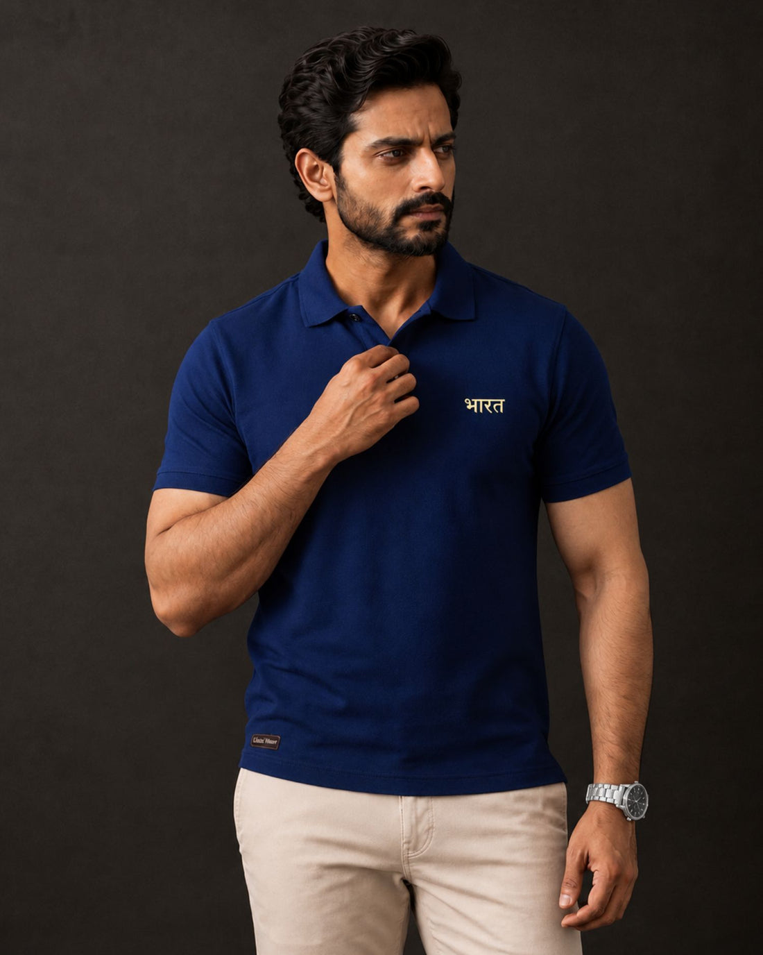Bharat Mens Pique Polo Navy Blue