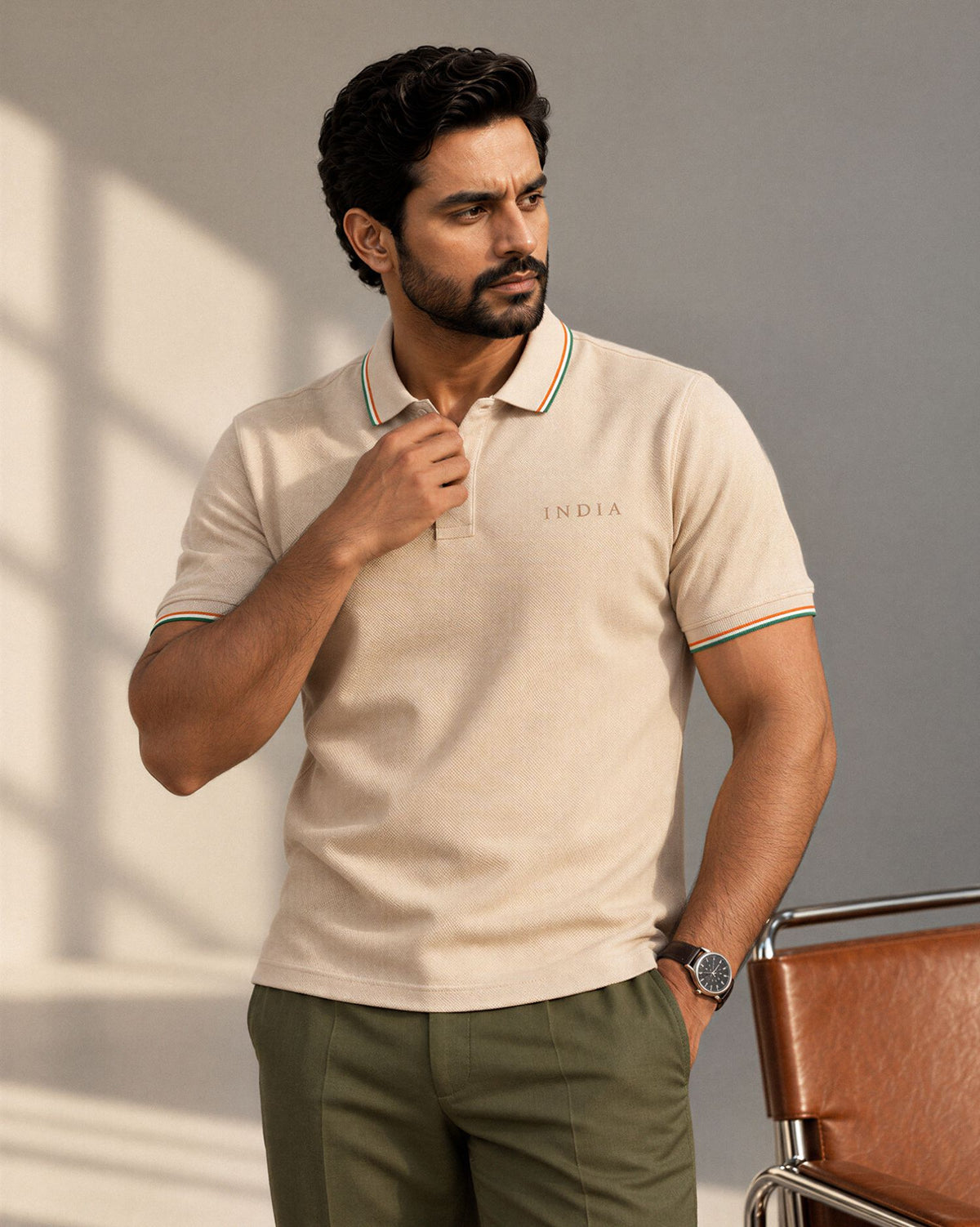 Tricolour-India-Men-Pique-Polo-Beige-Product